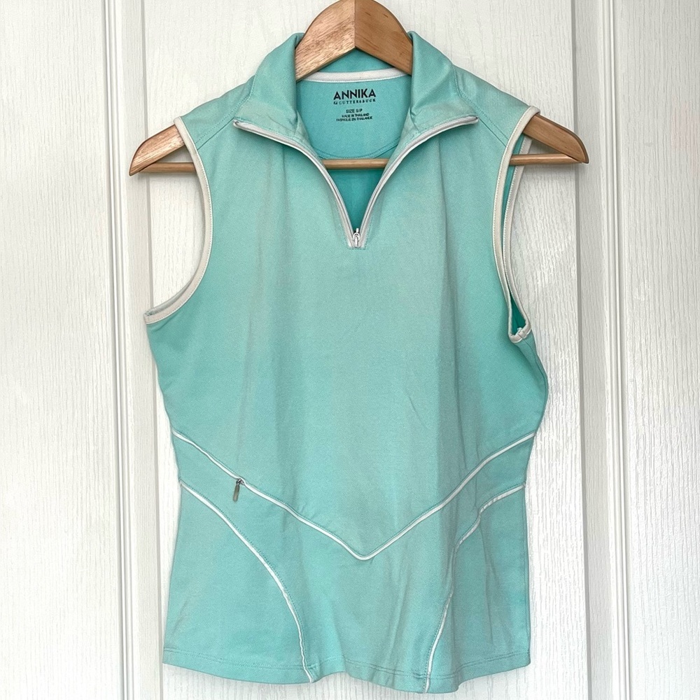 Annika Cutter & Buck Sleeveless Golf Polo Shirt Quarter Zip Activewear Size S